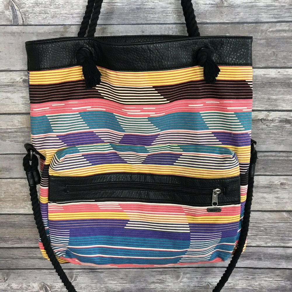 Vans Off The Wall Breakers Cream Stripe Beach Bag - Picture 4 of 8